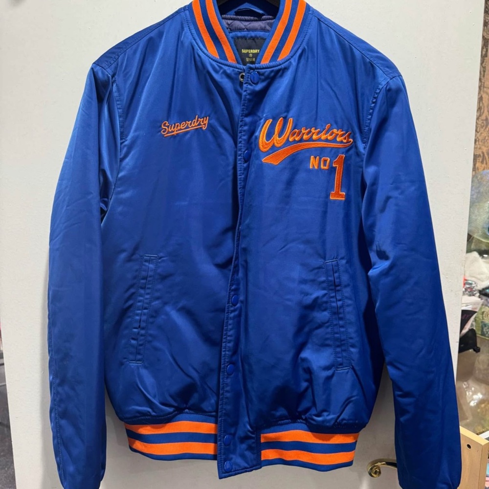 Superdry Bomber Jacket Blue Orange Varsity Style